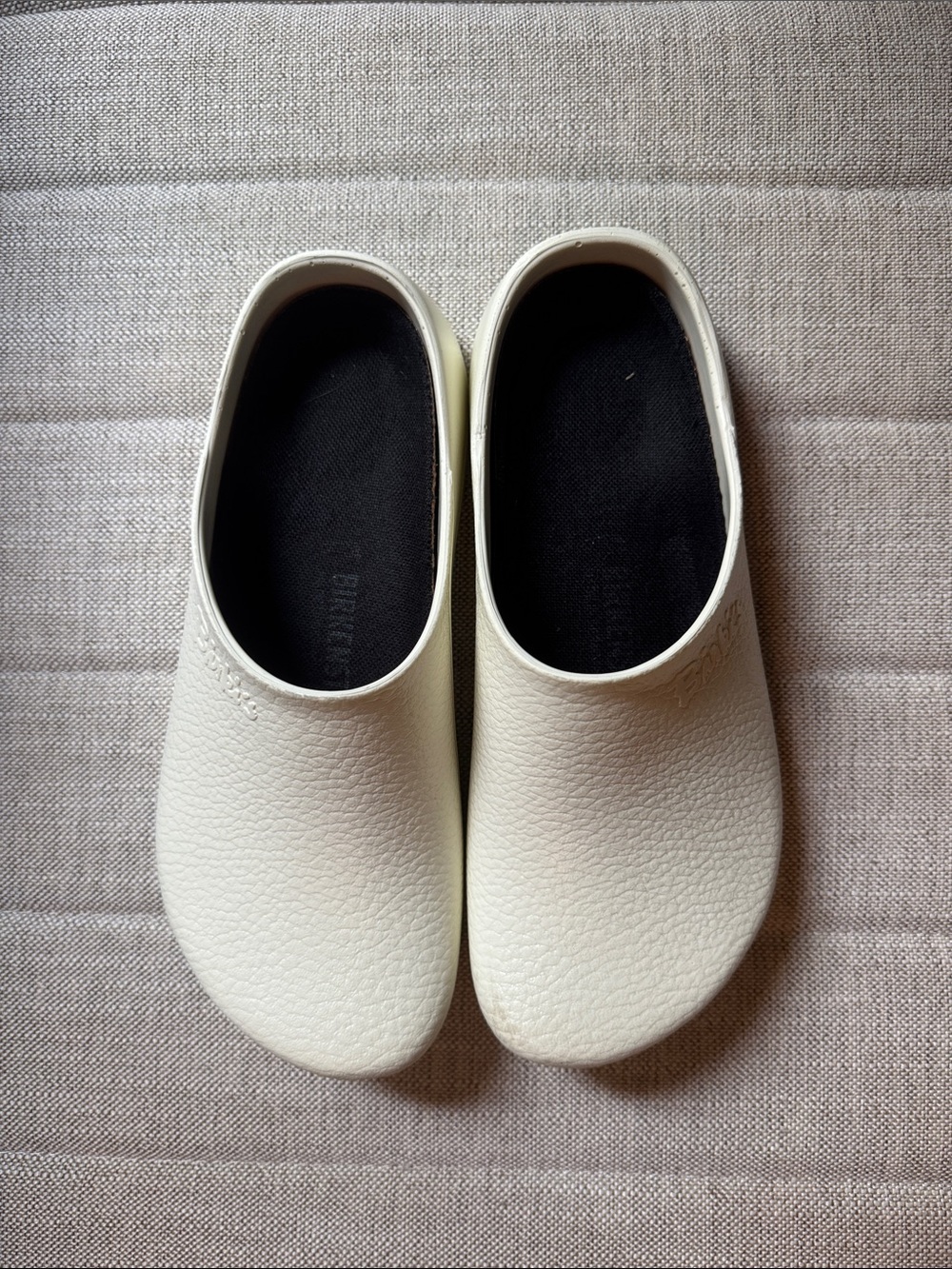 Birkenstock Cream Closed-Back Mules/ Clogs